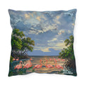 Flamingo Sunset Outdoor Pillow — Tropical Coastal Throw Pillow