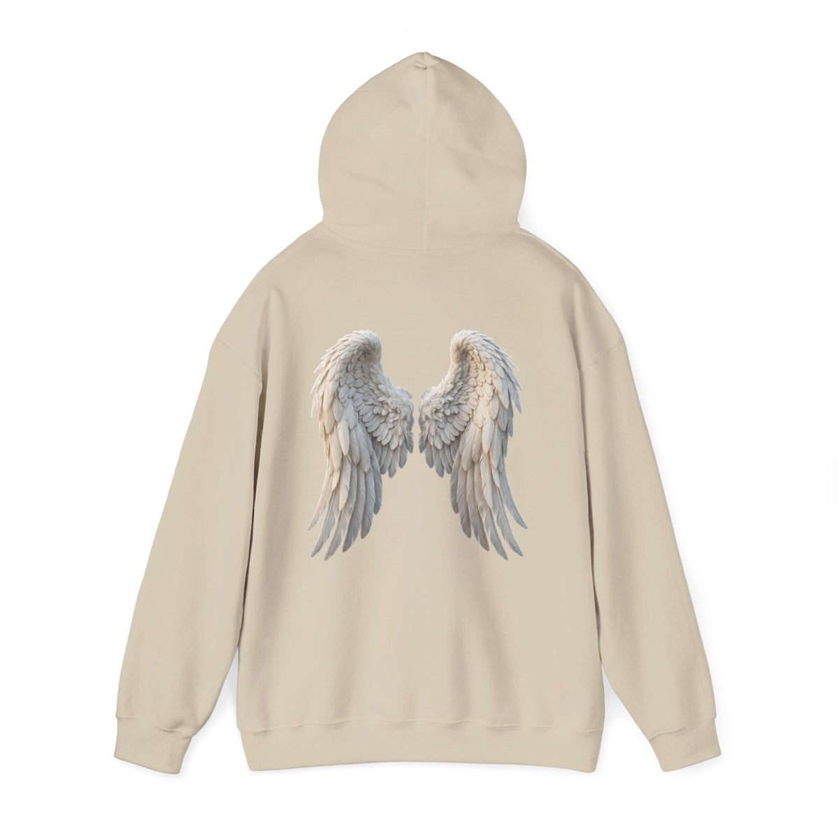 Angel Wings Hoodie — Soft White Back Graphic, Spiritual & Memorial Gift
