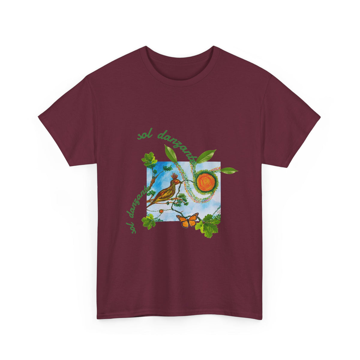 Nature Sunbird Tee — 'sol danzar' Floral Bird Graphic T‑Shirt