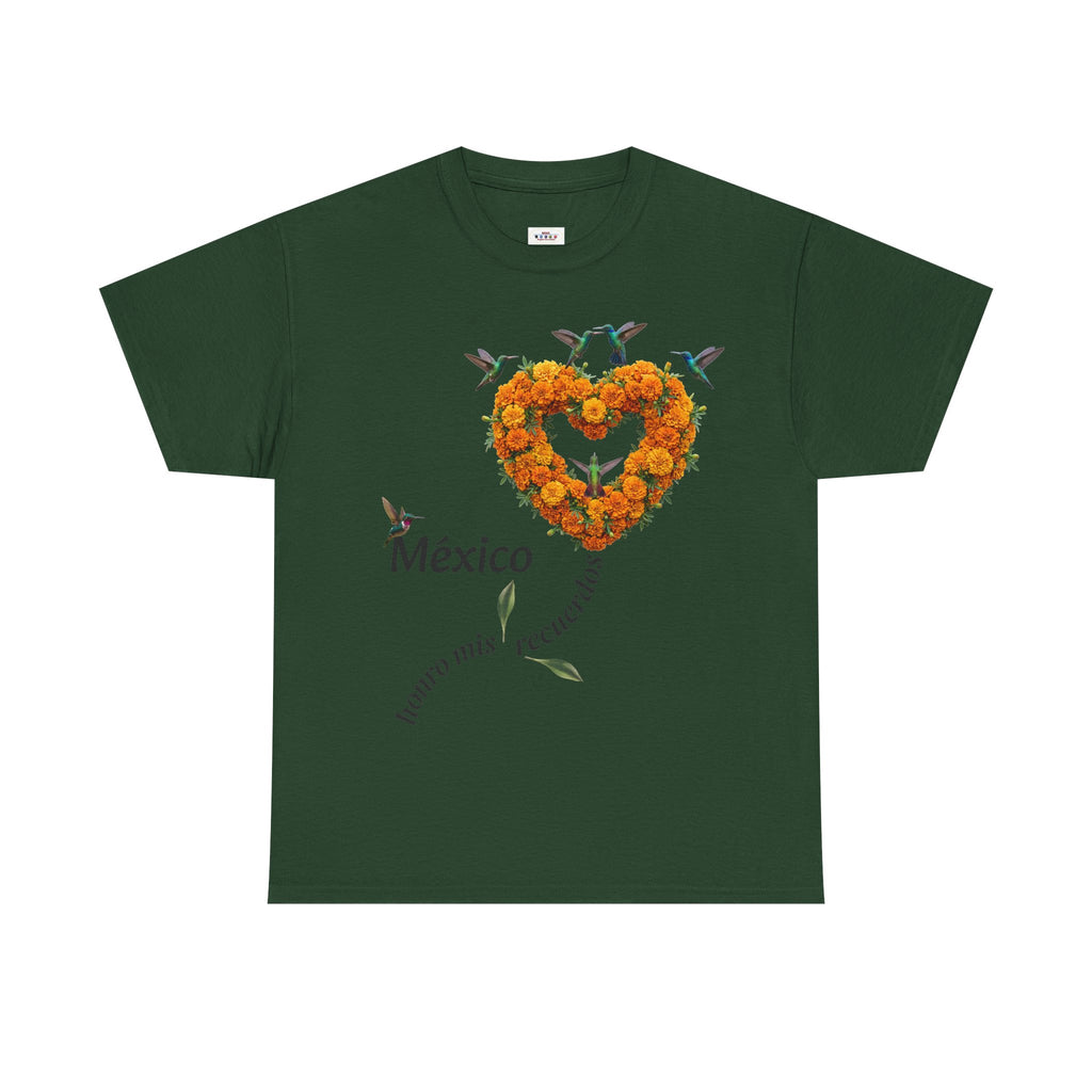 Mexico Marigold Heart T-Shirt – "tomo mis recuerdos" Día de Muertos Tribute