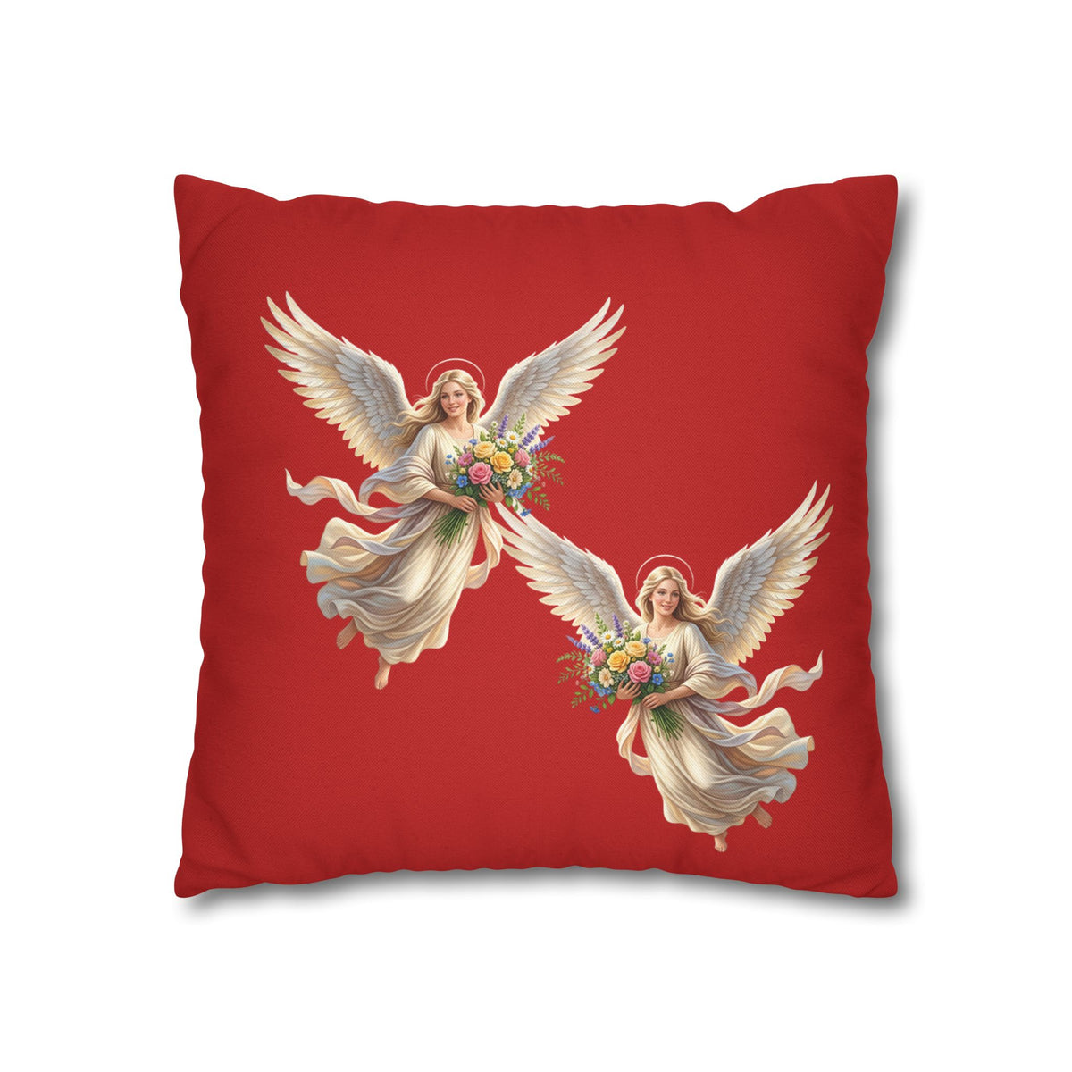 Solid Red Decorative Pillowcase - Spun Polyester Square Throw Pillow Cover