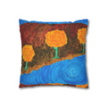 Solo Funda, no incluye relleno. Floral Block Throw Pillowcase — Yellow Rose Art on Blue
