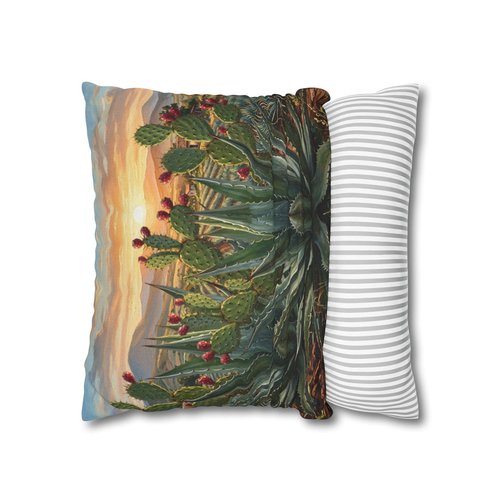 Solo funda, no incluye relleno.  Desert Sunrise Cactus Pillowcase — Southwestern Agave & Prickly Pear Throw Pillow Cover
