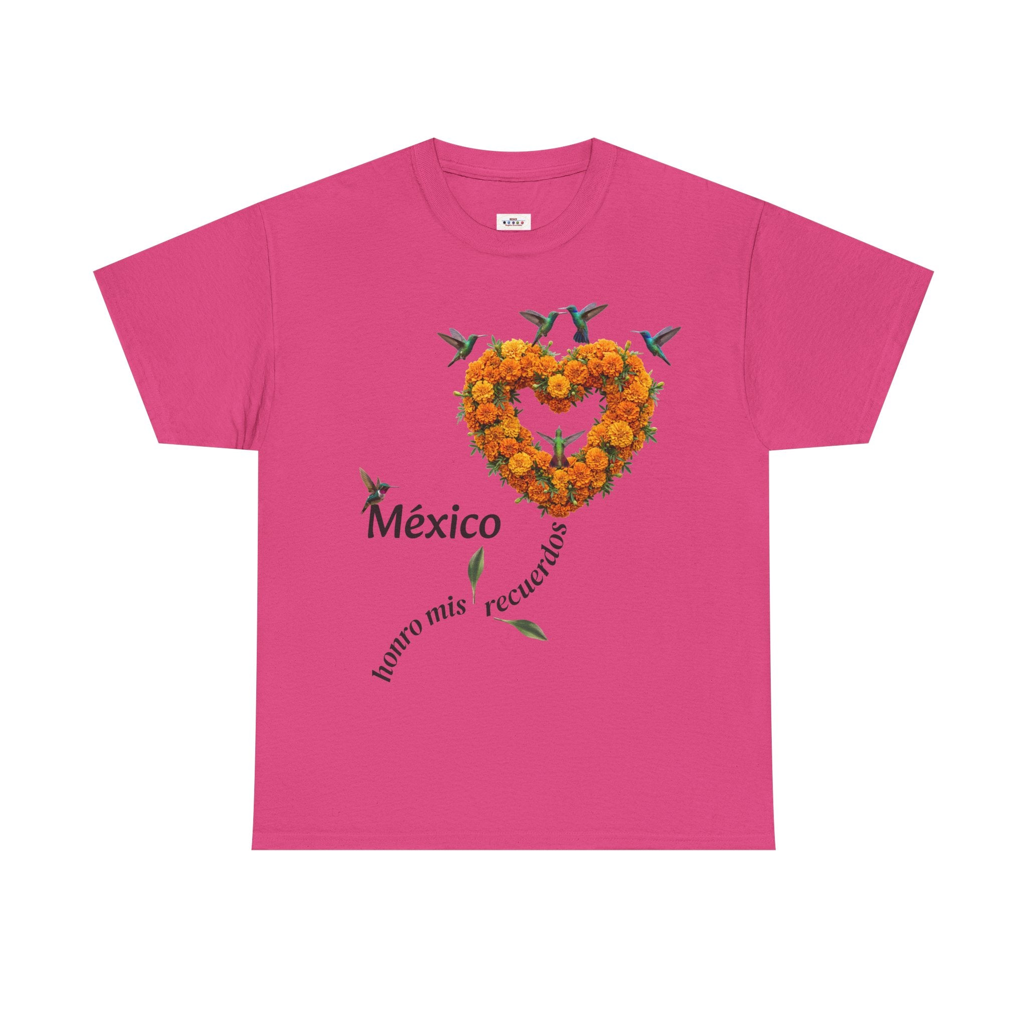 Mexico Marigold Heart T-Shirt – "tomo mis recuerdos" Día de Muertos Tribute