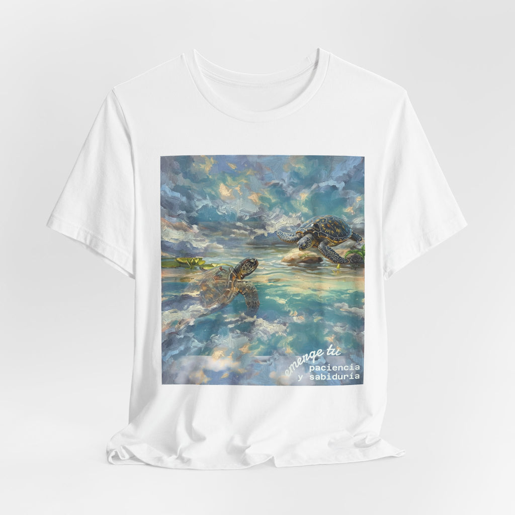 Sea Turtle Beach Art T-Shirt – Coastal Ocean Wave Graphic Tee