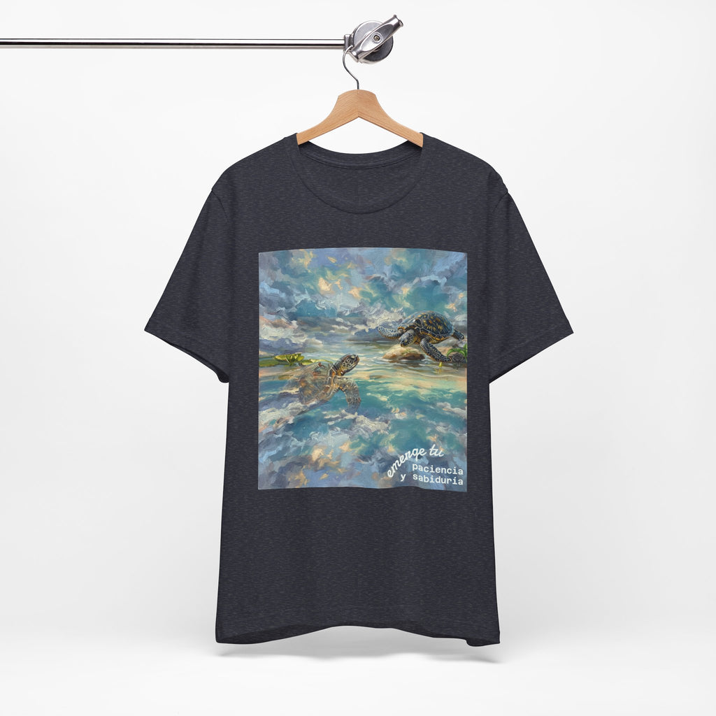Sea Turtle Beach Art T-Shirt – Coastal Ocean Wave Graphic Tee