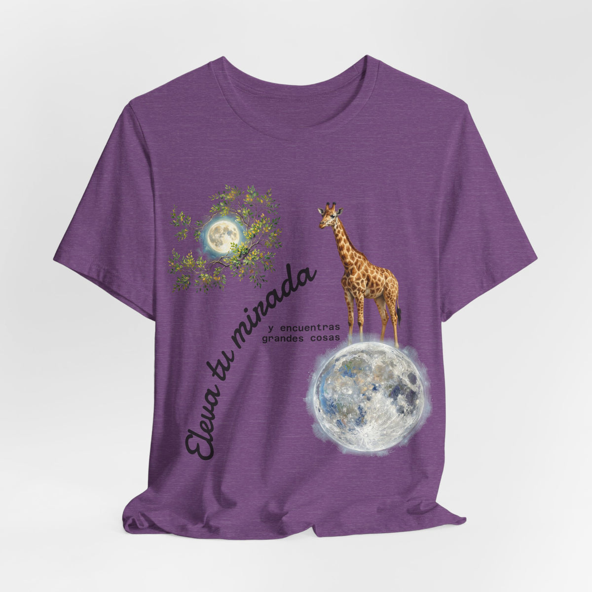 Giraffe Moon Tee — "Eleva tu mirada" Inspirational Graphic T-Shirt