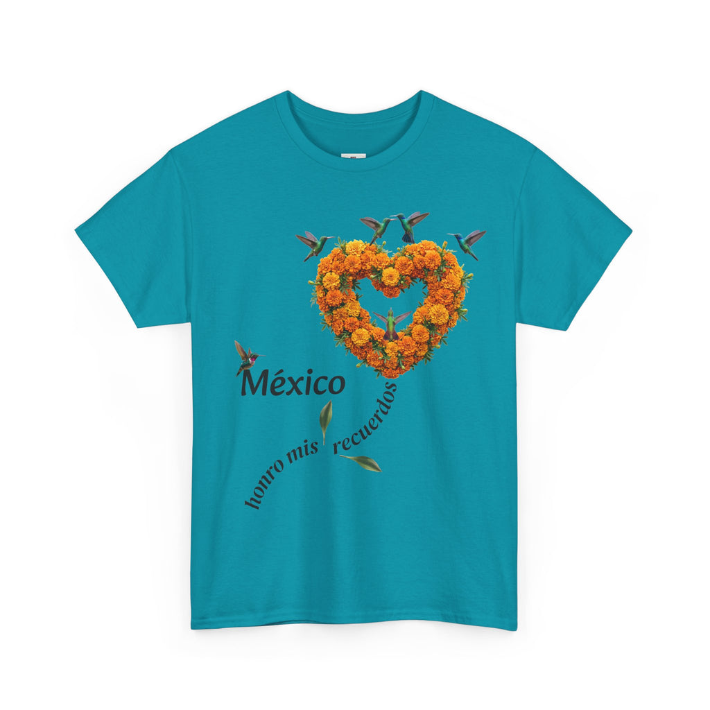 Mexico Marigold Heart T-Shirt – "tomo mis recuerdos" Día de Muertos Tribute