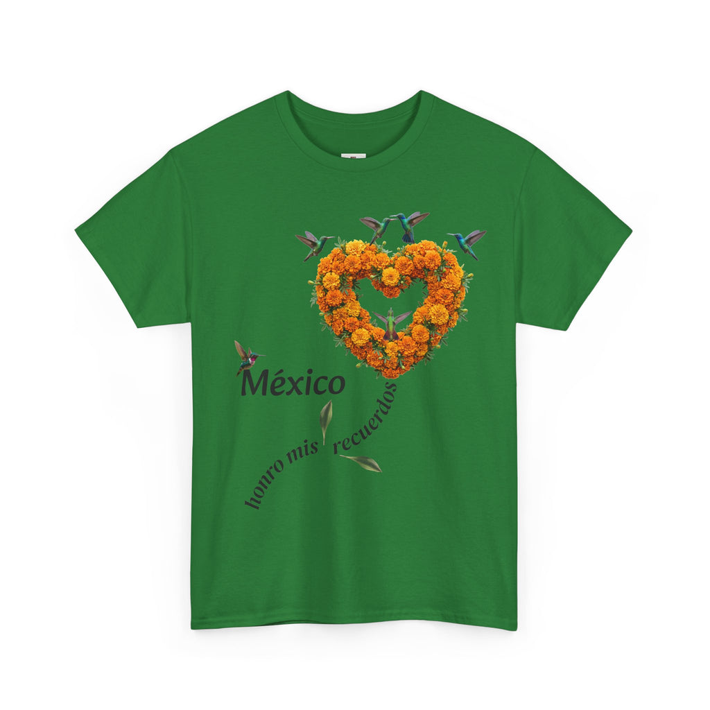 Mexico Marigold Heart T-Shirt – "tomo mis recuerdos" Día de Muertos Tribute