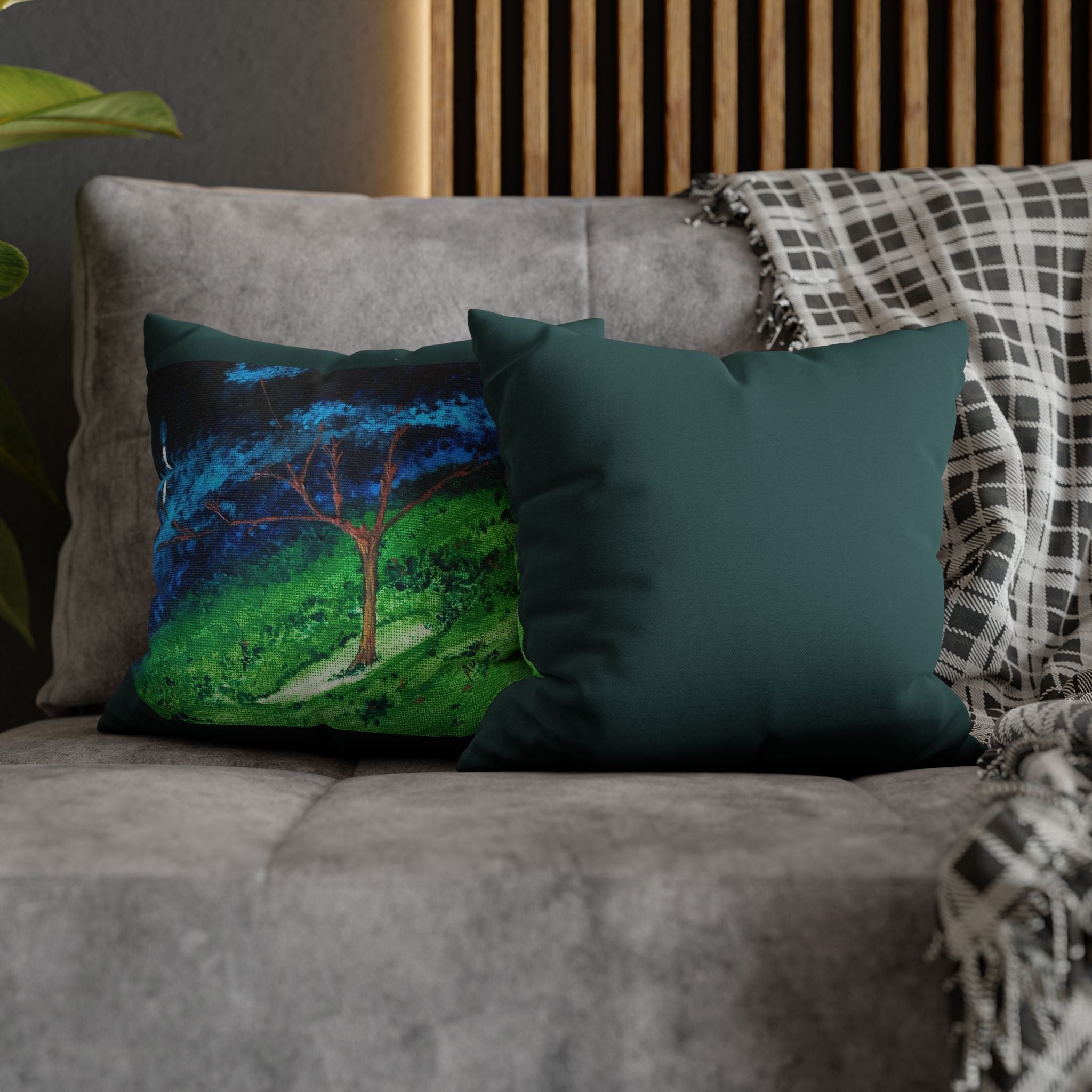 Solo Funda, no incluye relleno.  Solid Teal Decorative Pillowcase — Spun Polyester Square Pillow Cover