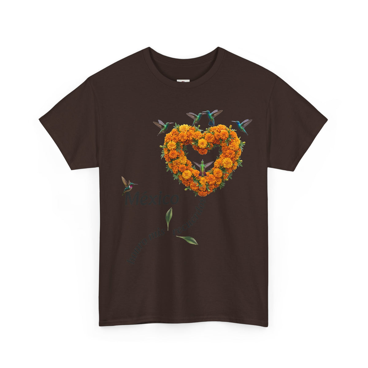 Mexico Marigold Heart T-Shirt – "tomo mis recuerdos" Día de Muertos Tribute