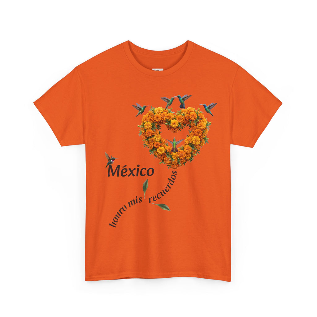 Mexico Marigold Heart T-Shirt – "tomo mis recuerdos" Día de Muertos Tribute
