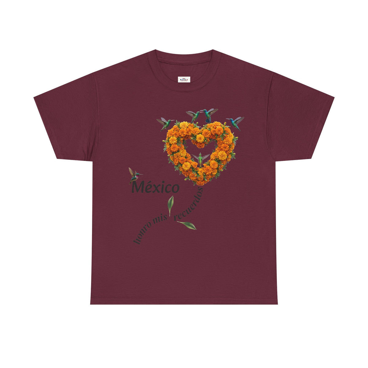 Mexico Marigold Heart T-Shirt – "tomo mis recuerdos" Día de Muertos Tribute