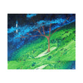 Satin Poster — Serene Hillside Tree Landscape Art Print (300gsm)