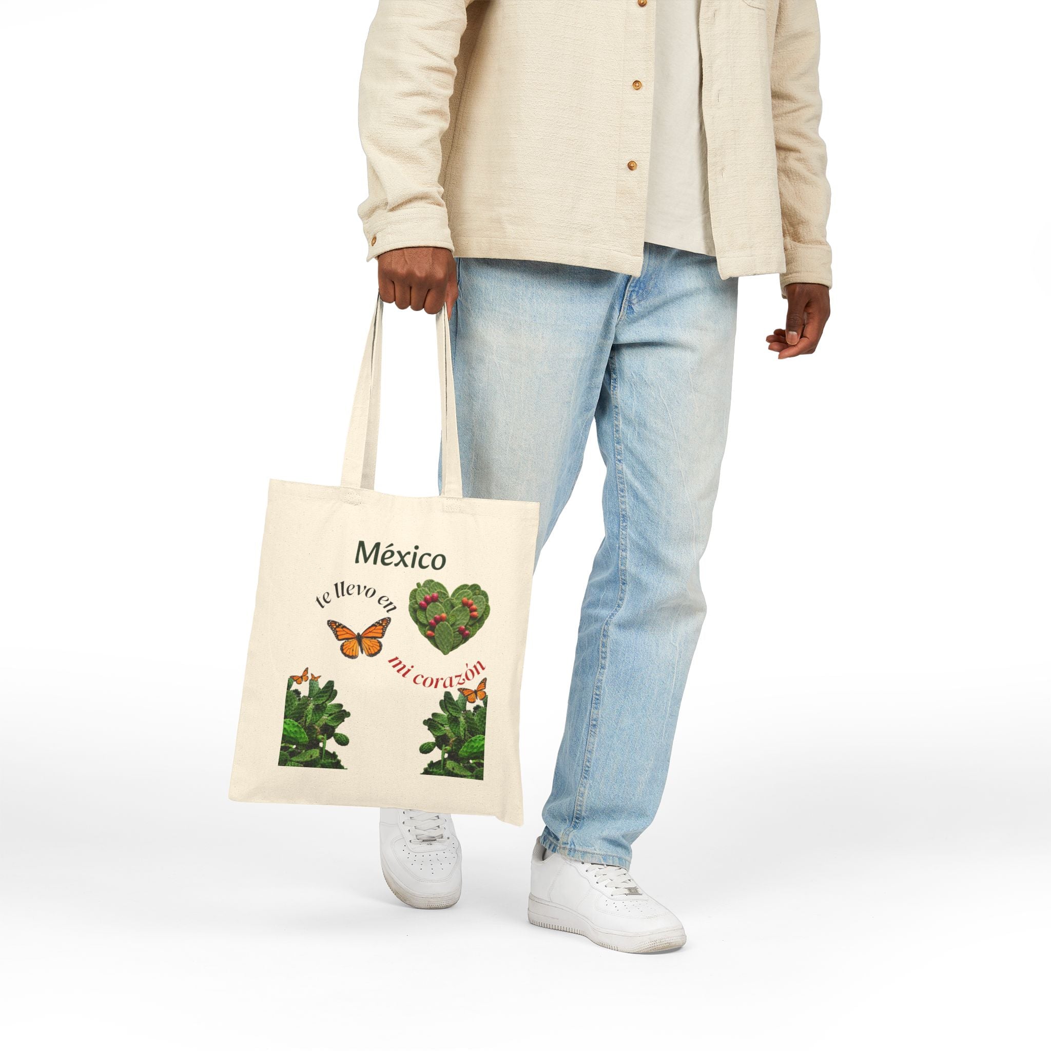Mexico Heart Tote Bag — "México te llevo en mi corazón" Canvas Tote