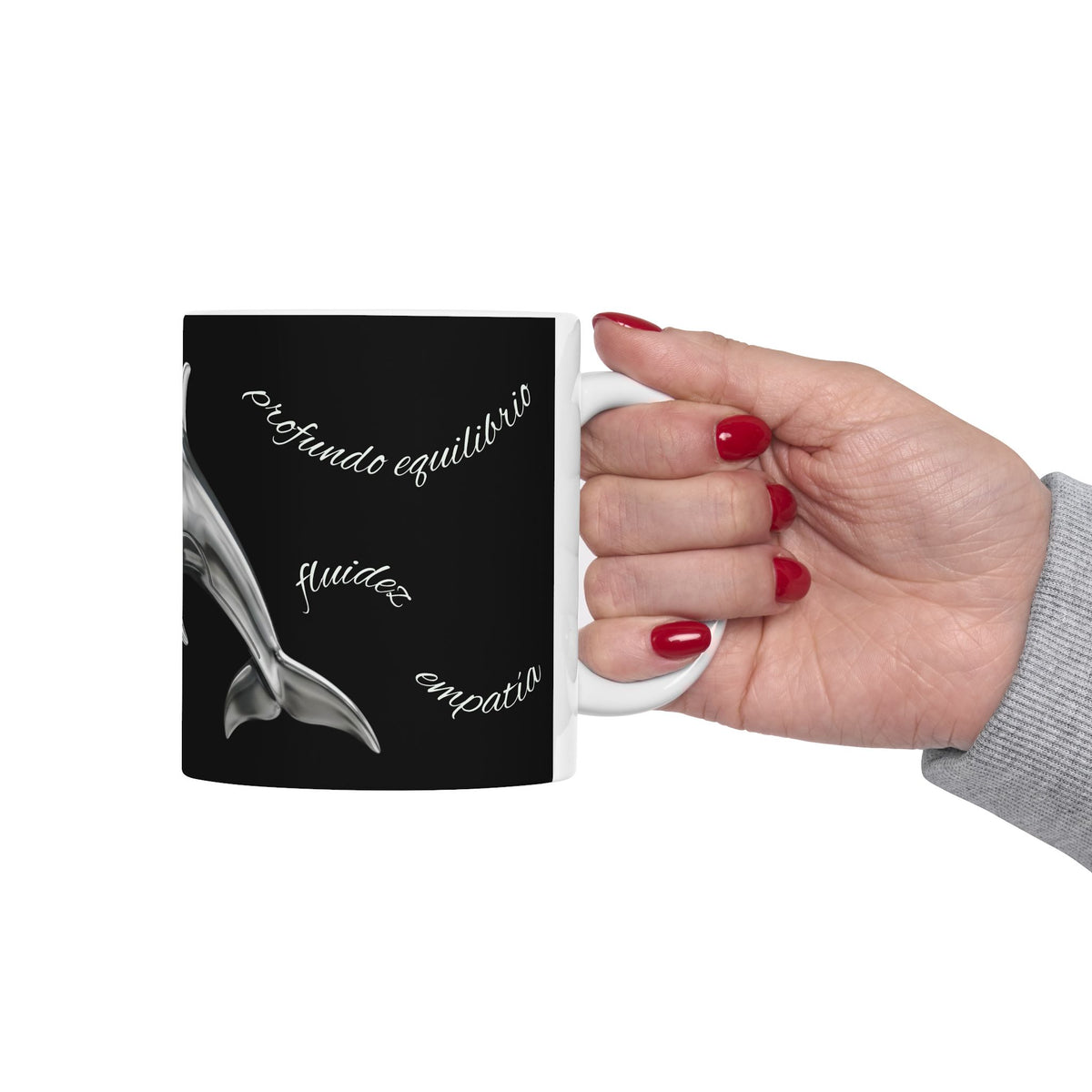 Chrome Dolphin Ceramic Mug — Metallic Dolphin Coffee Cup (11oz/15oz)