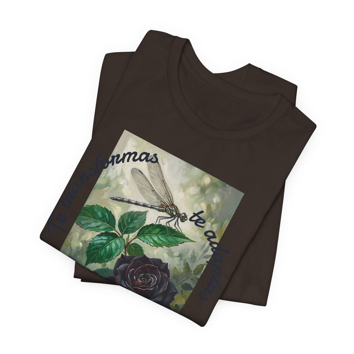 T‑Shirt — Vintage Botanical Dragonfly with Spanish Quote (“Te transformarás, te despertarás y evolucionas”)