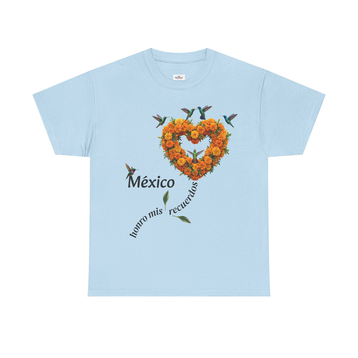 Mexico Marigold Heart T-Shirt – "tomo mis recuerdos" Día de Muertos Tribute
