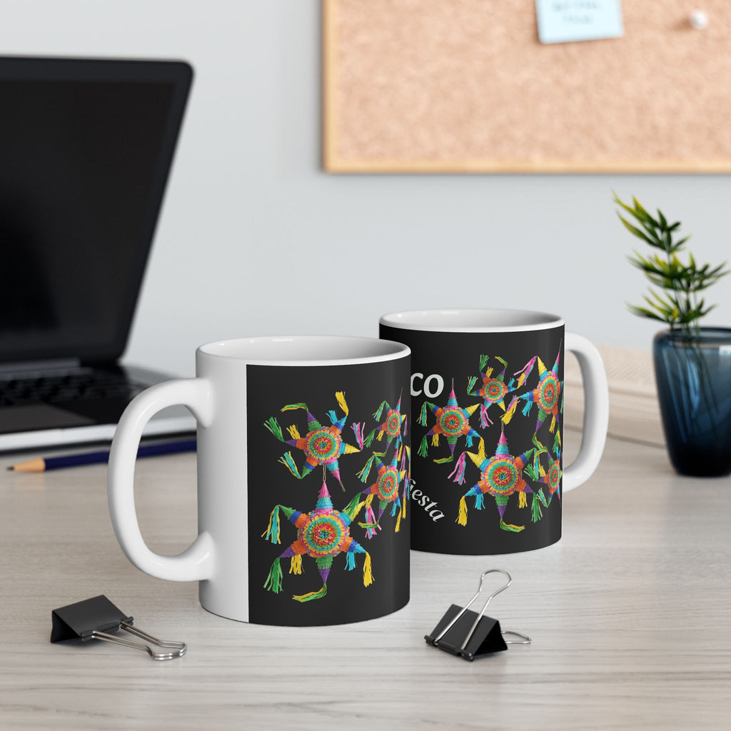Mexico Alegría y Fiesta Mug — Colorful Piñata Ceramic Coffee Cup (11oz, 15oz)