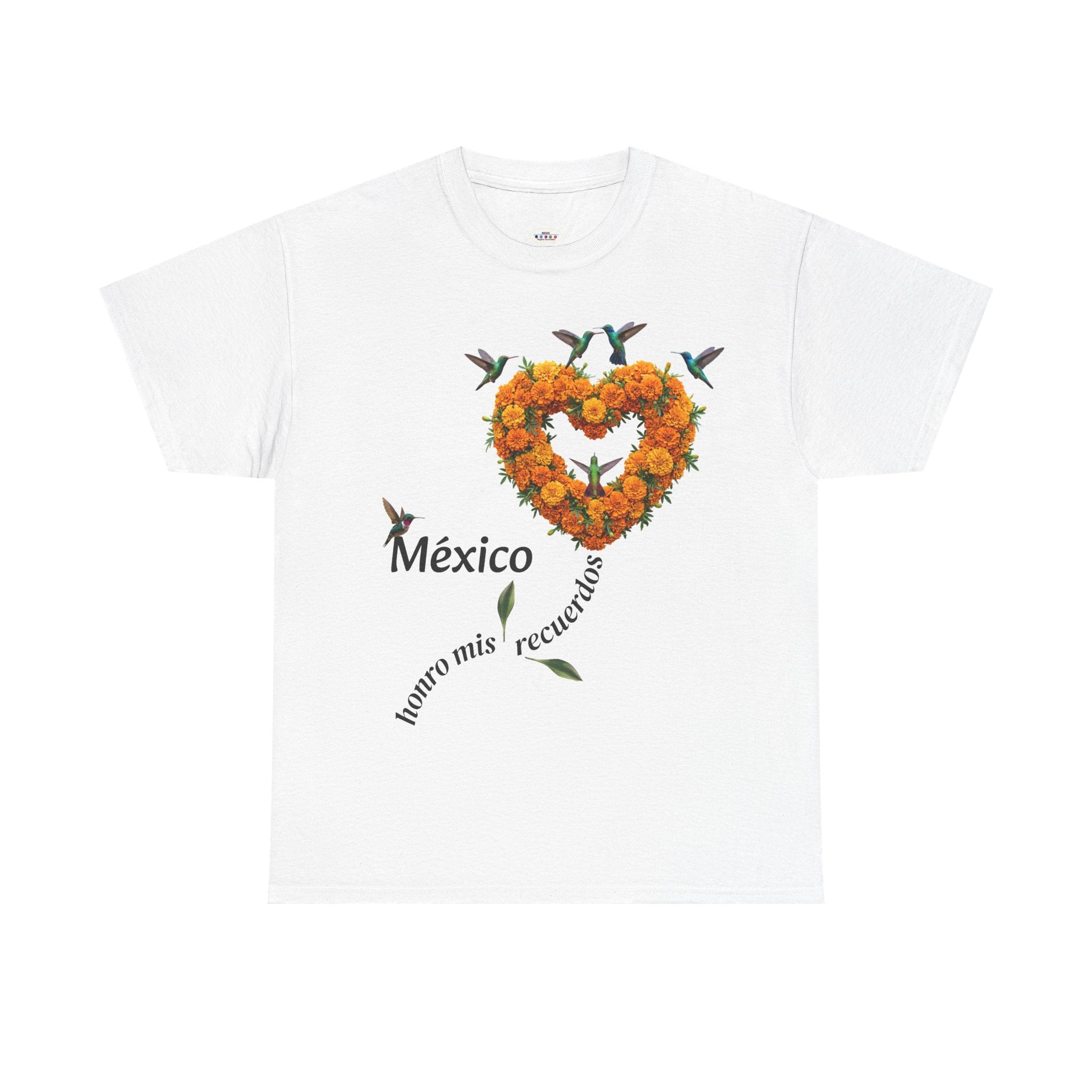 Mexico Marigold Heart T-Shirt – "tomo mis recuerdos" Día de Muertos Tribute