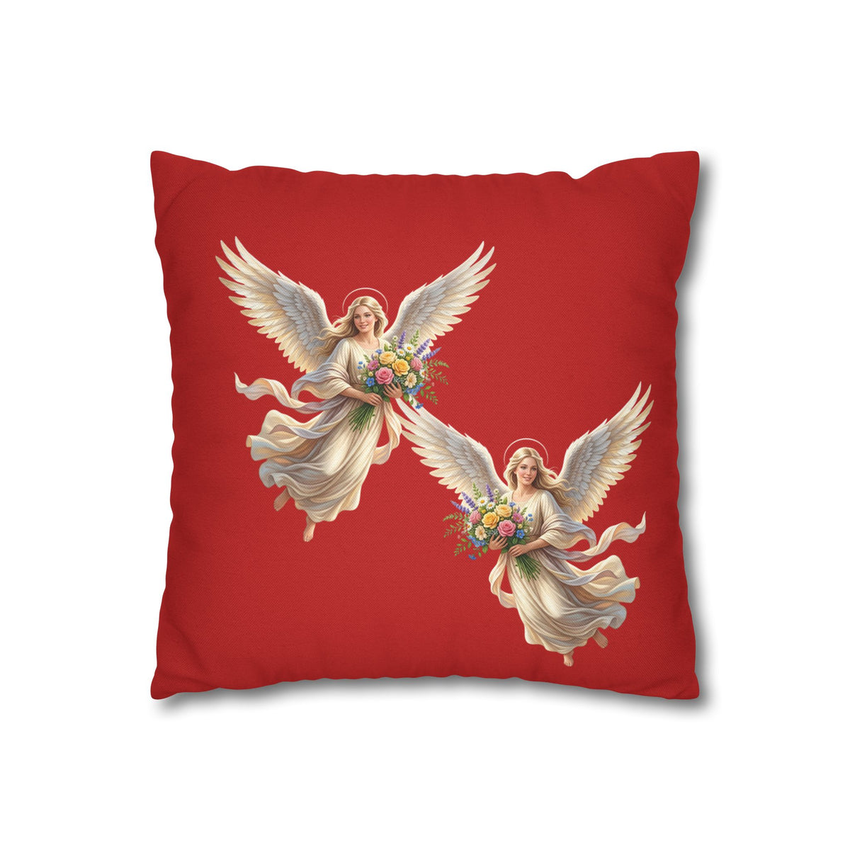 Solid Red Decorative Pillowcase - Spun Polyester Square Throw Pillow Cover