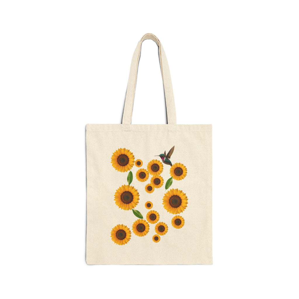 Sunflower Hummingbird Cotton Canvas Tote Bag — Eco Market Tote