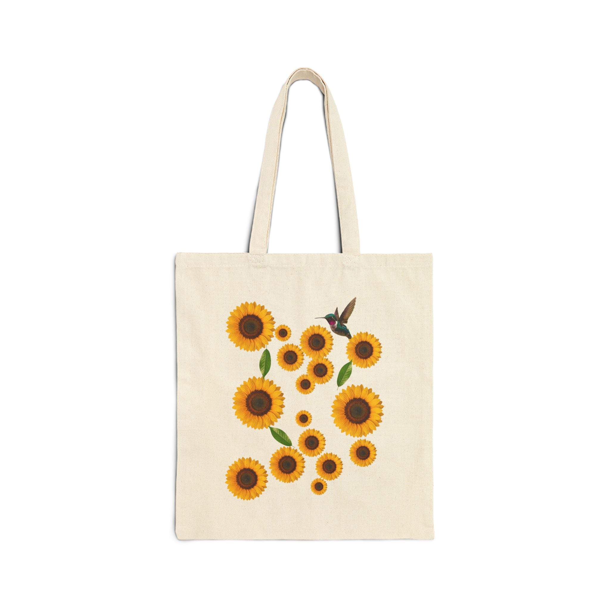 Sunflower Hummingbird Cotton Canvas Tote Bag — Eco Market Tote
