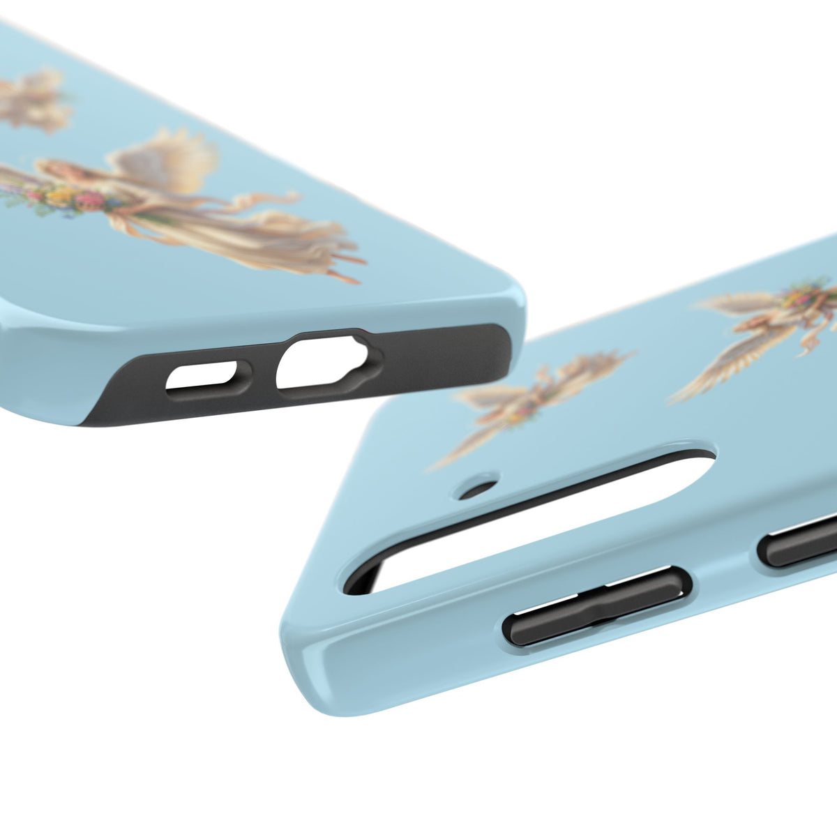Angel Print Tough Phone Case — Vintage Cherub Guardian on Sky Blue