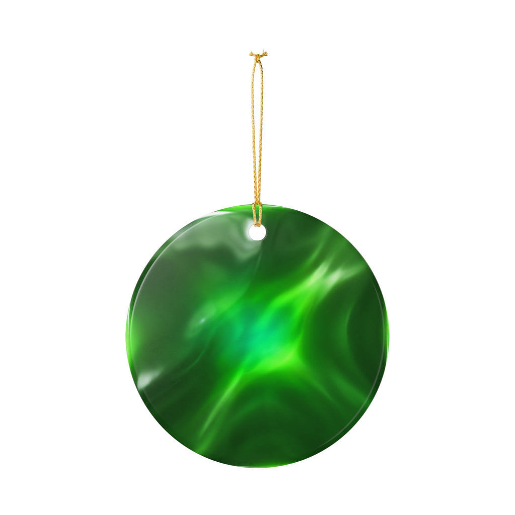 Heart Ornament with Iridescent Glass-Look Bird — Ceramic Holiday Decoration