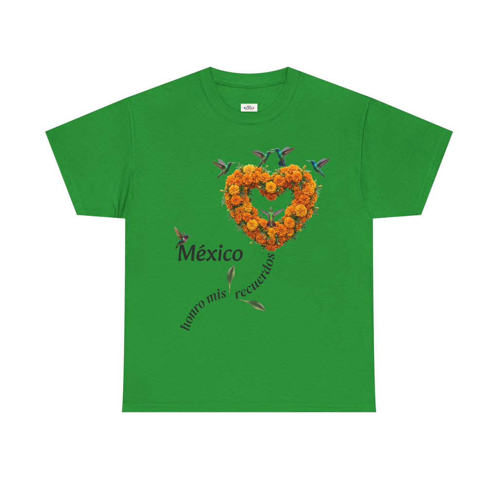 Mexico Marigold Heart T-Shirt – "tomo mis recuerdos" Día de Muertos Tribute
