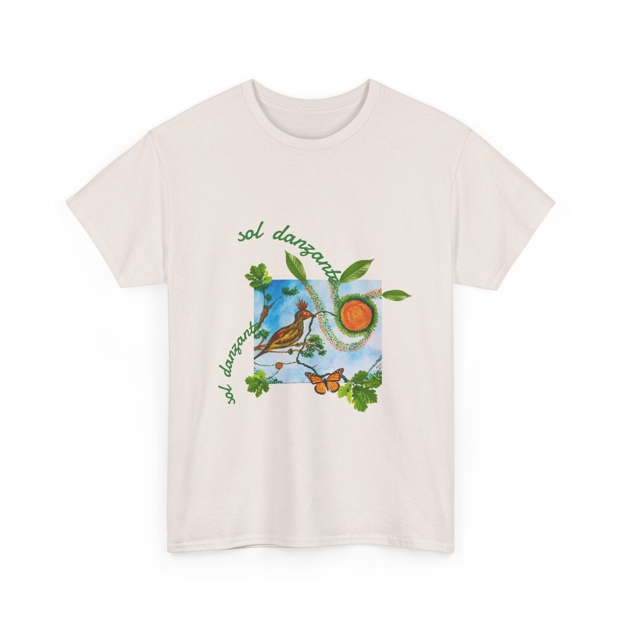 Nature Sunbird Tee — 'sol danzar' Floral Bird Graphic T‑Shirt
