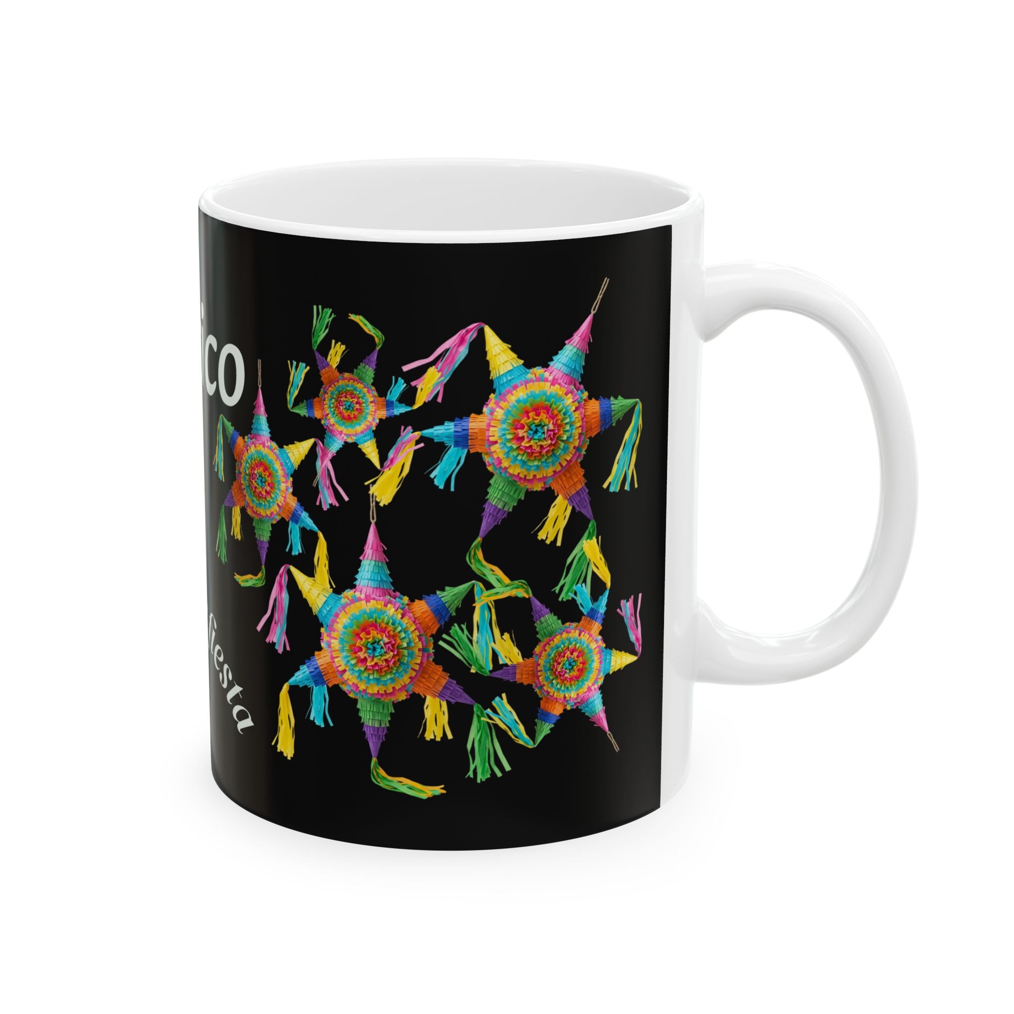 Mexico Alegría y Fiesta Mug — Colorful Piñata Ceramic Coffee Cup (11oz, 15oz)