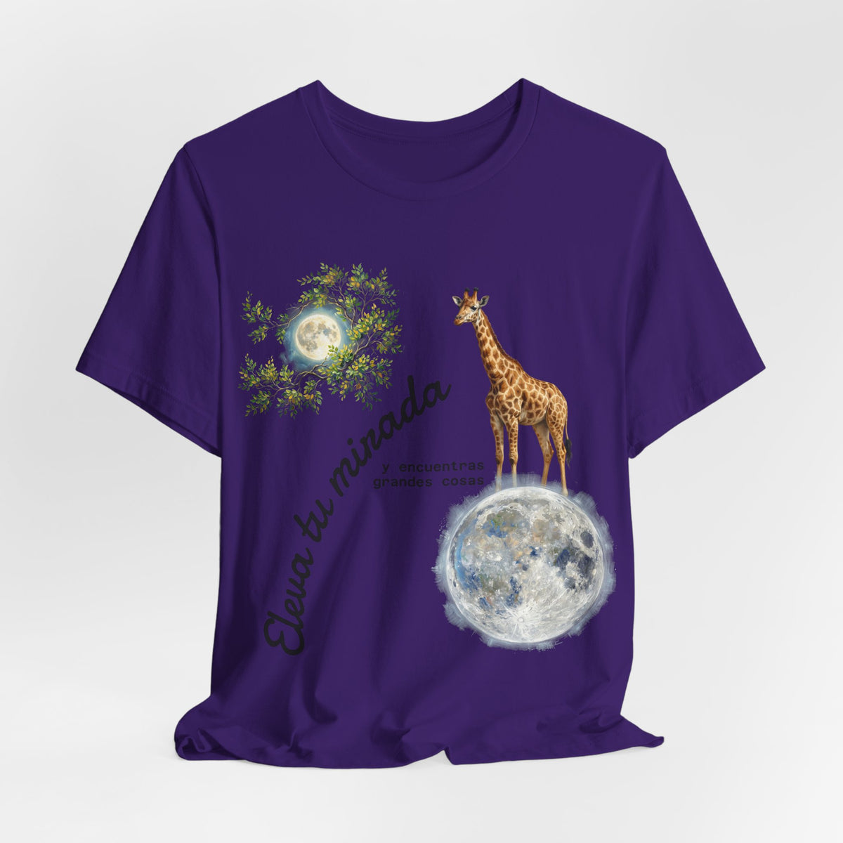 Giraffe Moon Tee — "Eleva tu mirada" Inspirational Graphic T-Shirt