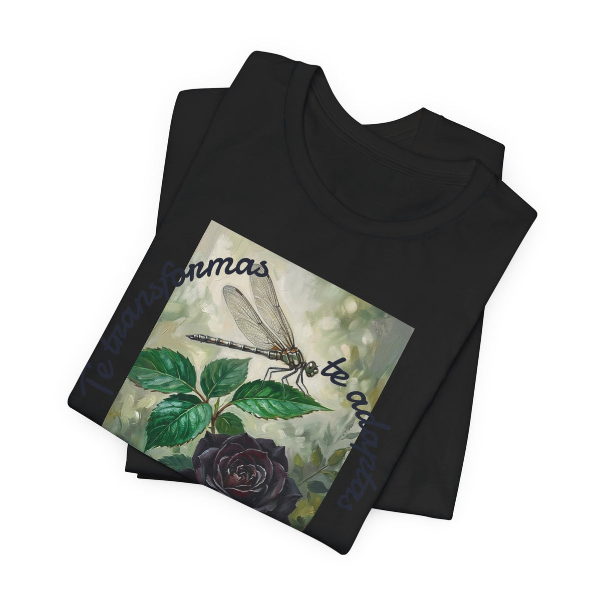T‑Shirt — Vintage Botanical Dragonfly with Spanish Quote (“Te transformarás, te despertarás y evolucionas”)