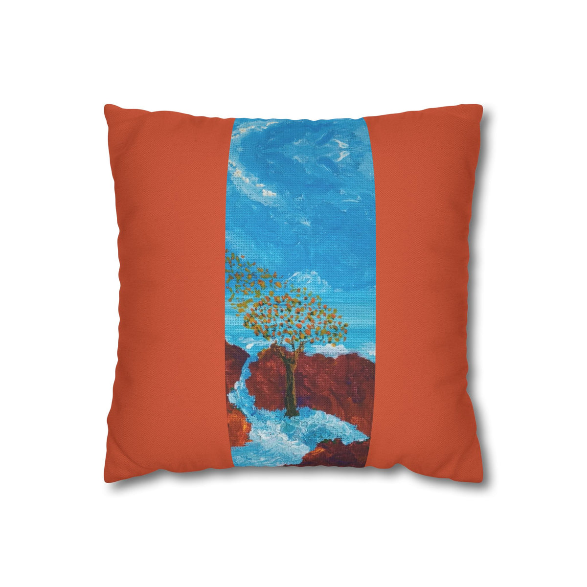 Solo Funda, no incluye relleno.  Accent Pillow with Blue Abstract Tree Panel — Decorative Square Pillowcase