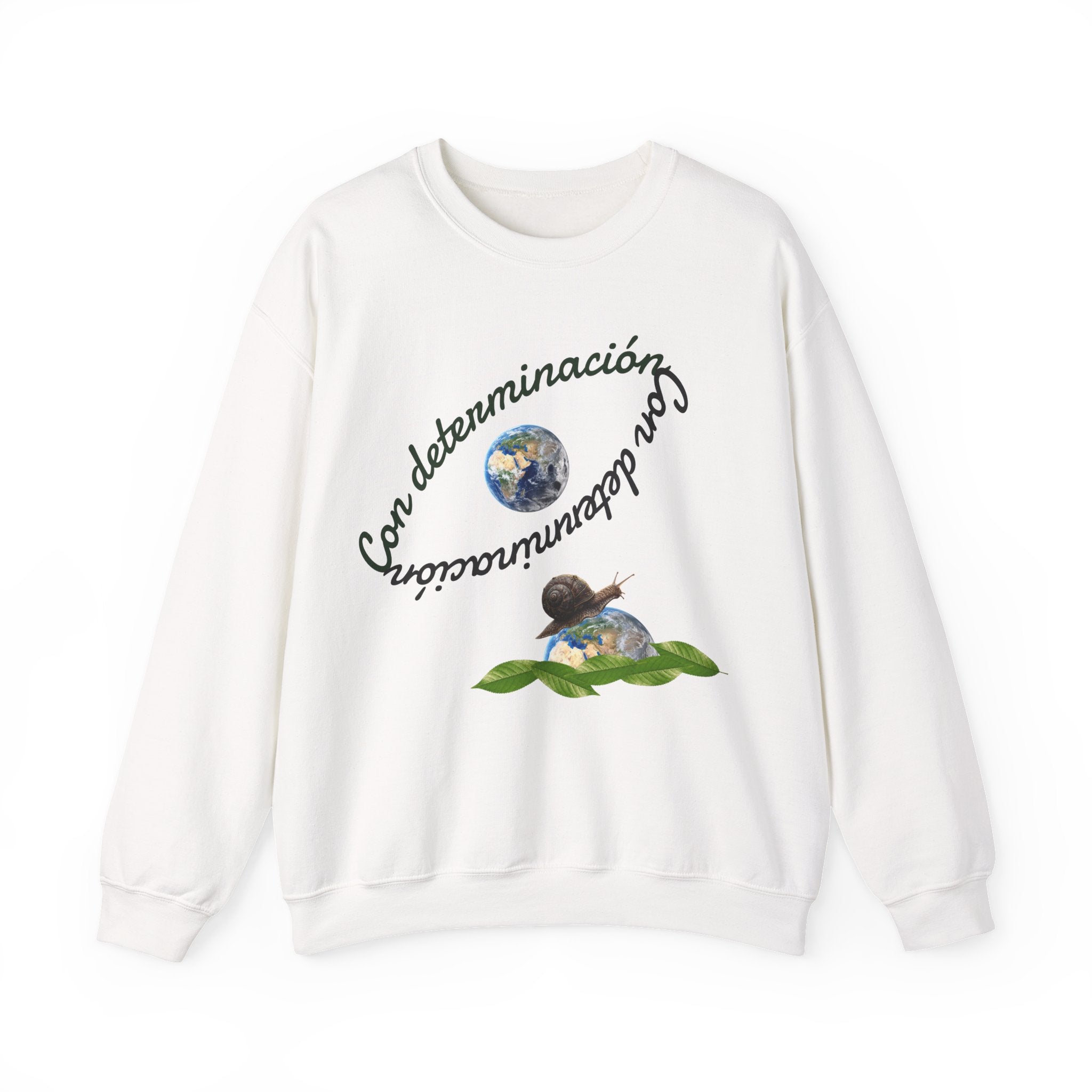 Crewneck Sweatshirt — "Con determinación" Earth & Sloth Eco Graphic