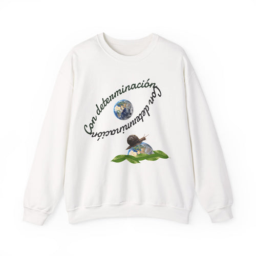 Crewneck Sweatshirt — "Con determinación" Earth & Sloth Eco Graphic