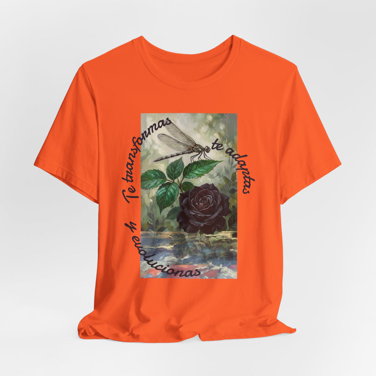 T‑Shirt — Vintage Botanical Dragonfly with Spanish Quote (“Te transformarás, te despertarás y evolucionas”)