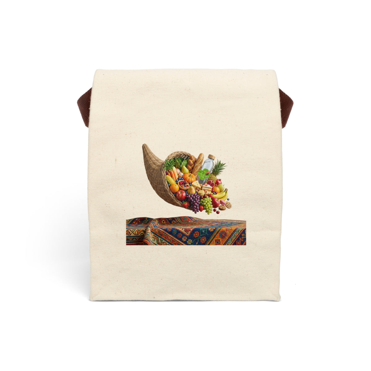 Canvas Lunch Bag — Cornucopia Harvest Print Insulated Lunch Tote