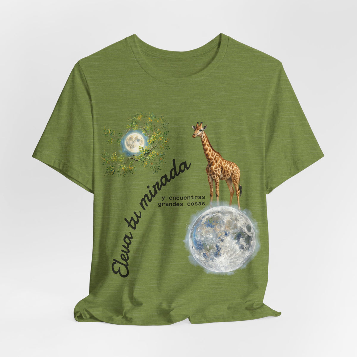 Giraffe Moon Tee — "Eleva tu mirada" Inspirational Graphic T-Shirt