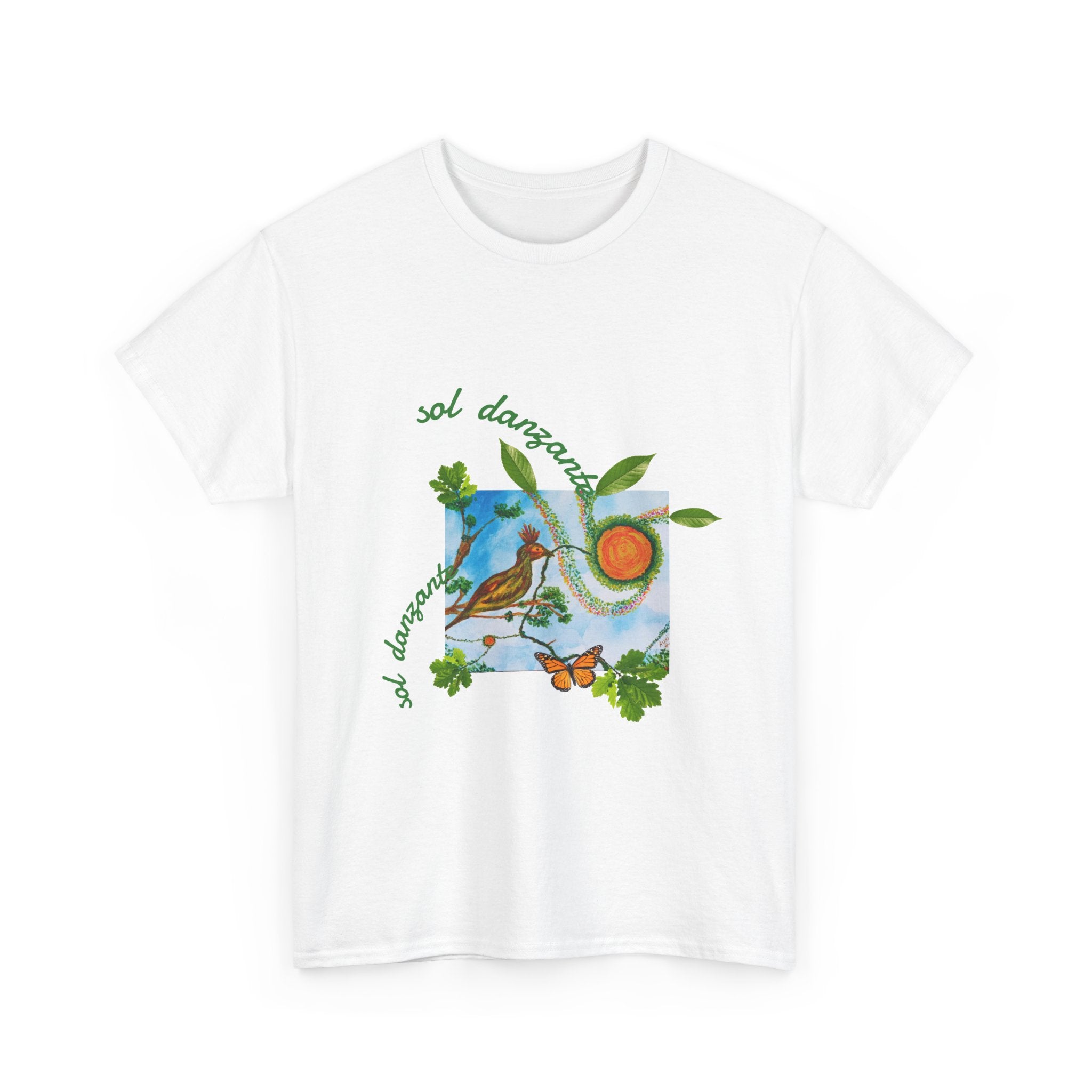 Nature Sunbird Tee — 'sol danzar' Floral Bird Graphic T‑Shirt