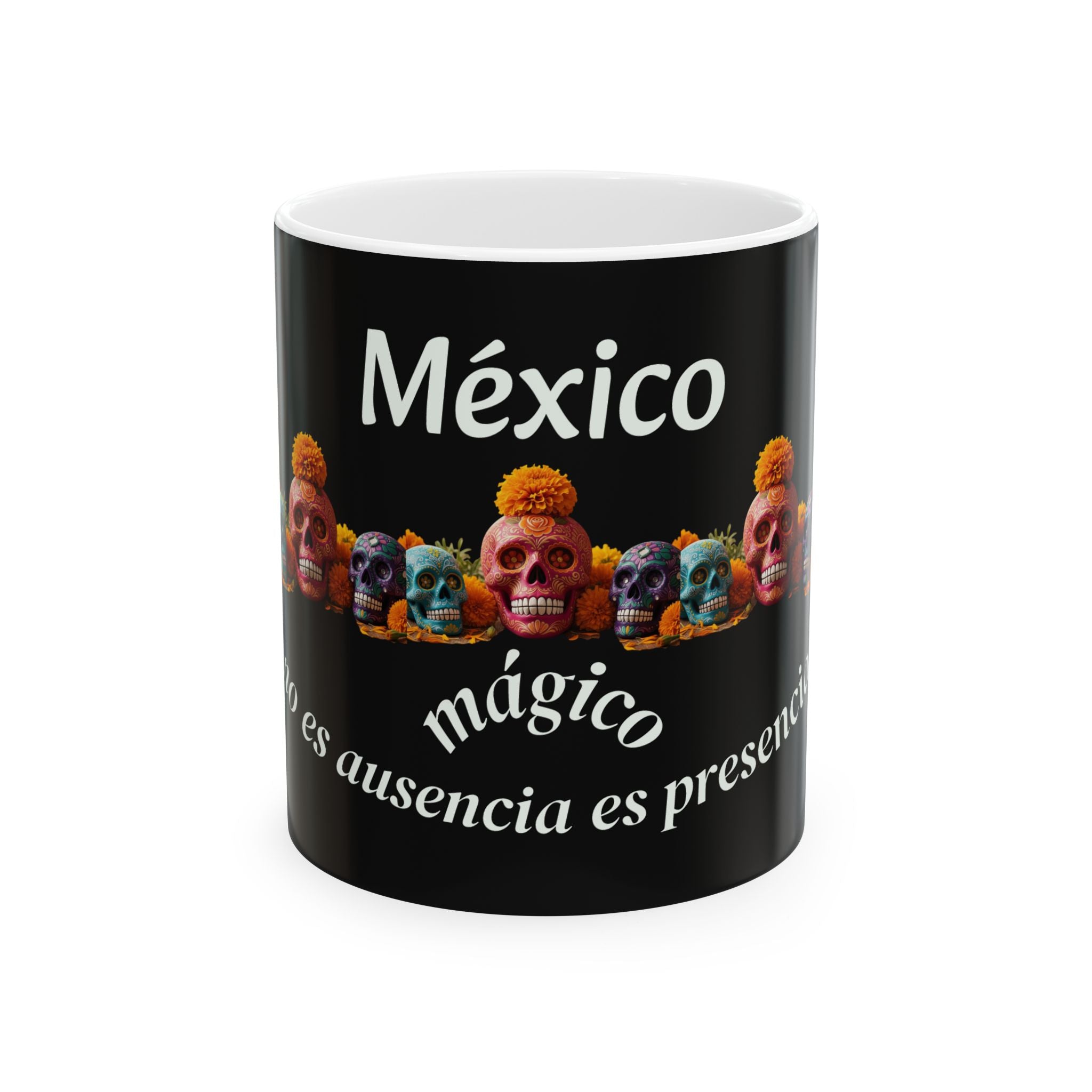 Mexico Mágico Ceramic Mug — Día de los Muertos Sugar Skulls Coffee Cup (11oz & 15oz)