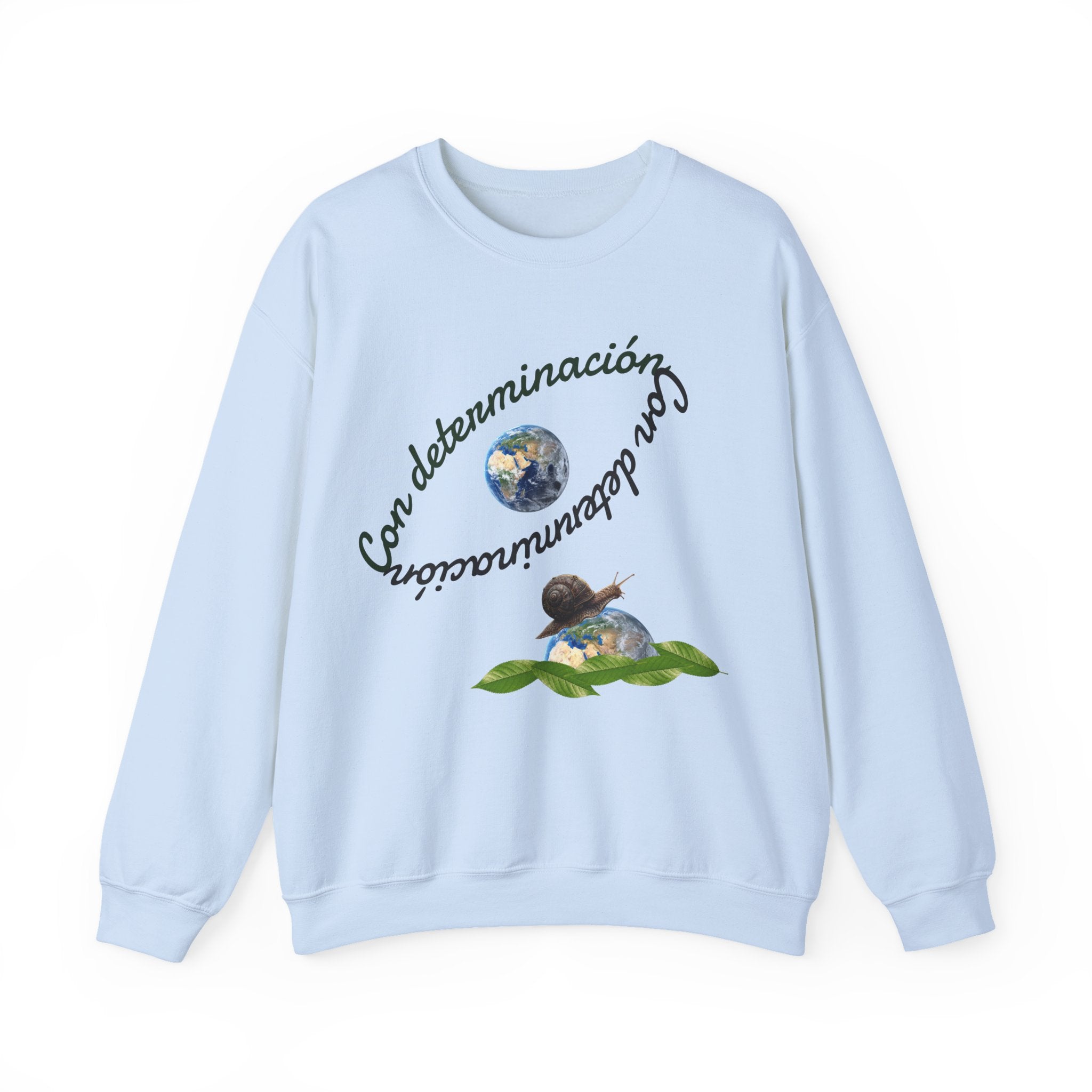 Crewneck Sweatshirt — "Con determinación" Earth & Sloth Eco Graphic
