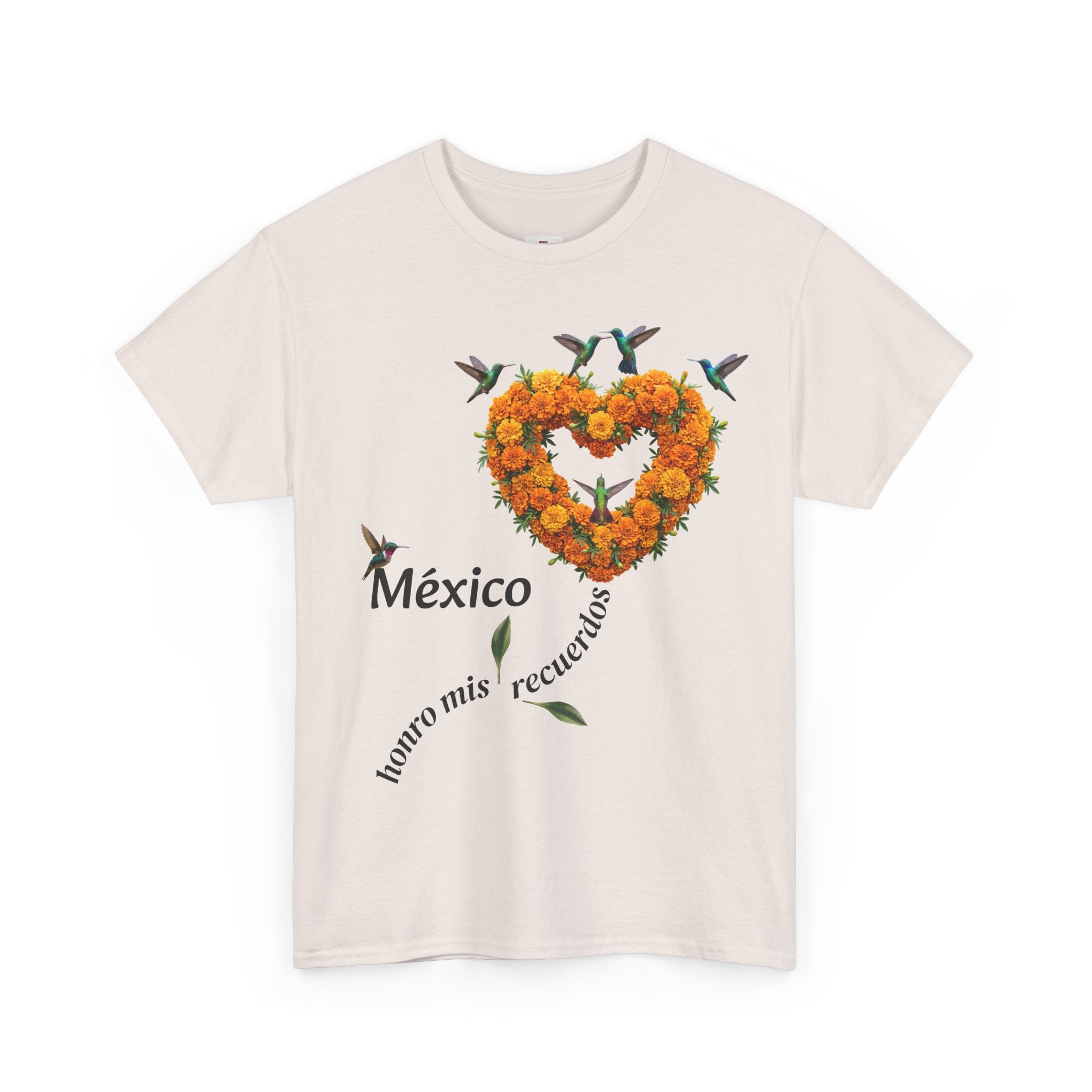 Mexico Marigold Heart T-Shirt – "tomo mis recuerdos" Día de Muertos Tribute