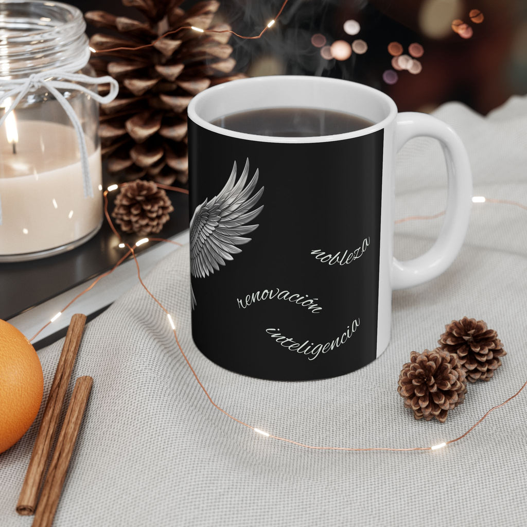 Owl Flight Ceramic Mug — Gothic Black Owl Coffee Cup (11oz, 15oz)