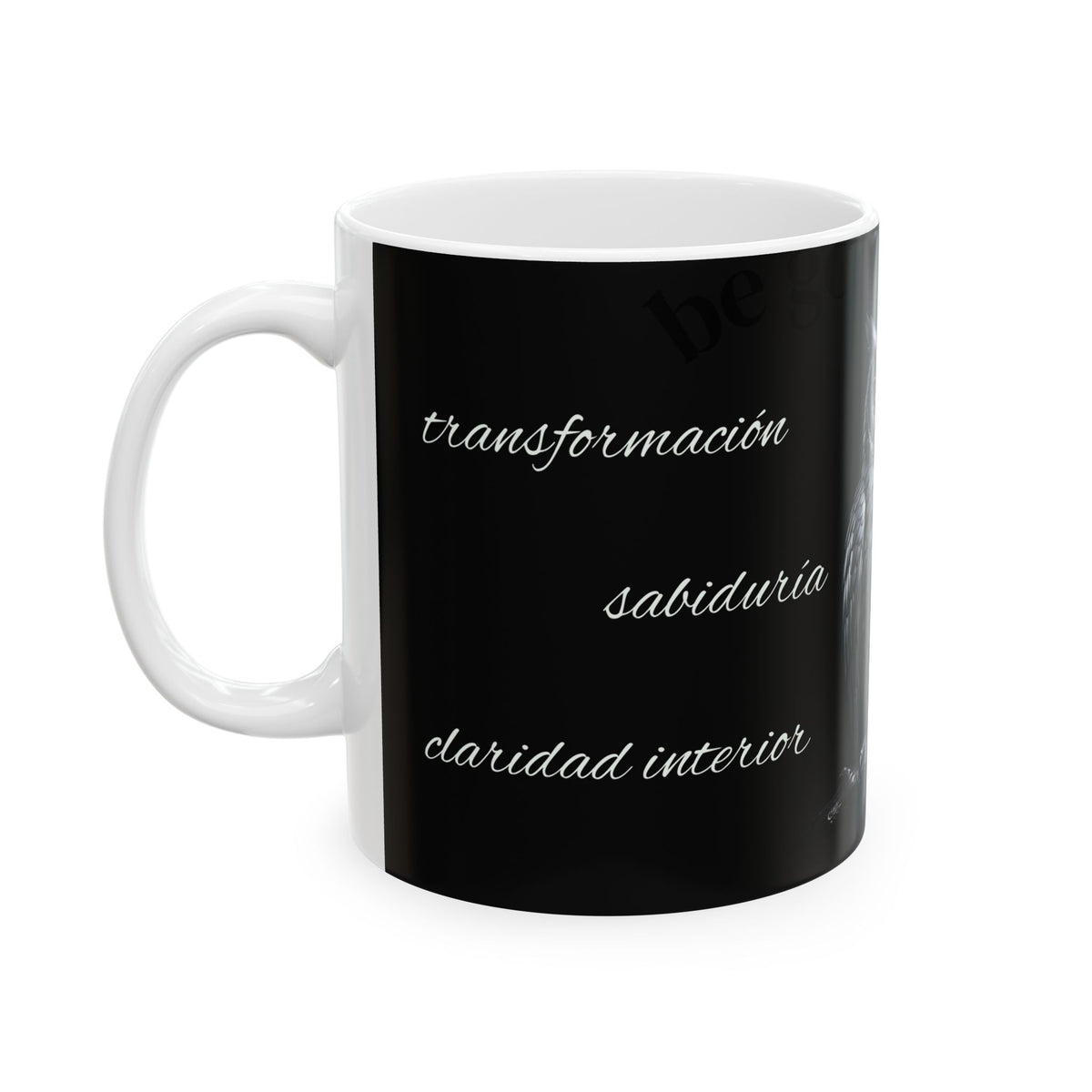 Owl Ceramic Mug — Gothic Black Coffee Cup with Detailed Owl Illustration