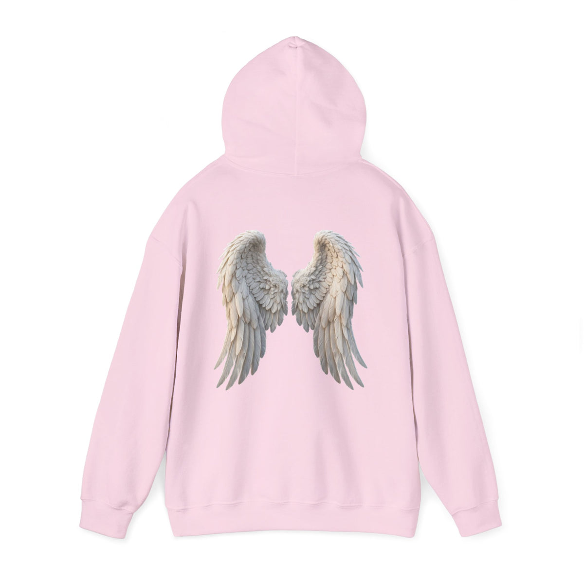 Angel Wings Hoodie — Soft White Back Graphic, Spiritual & Memorial Gift