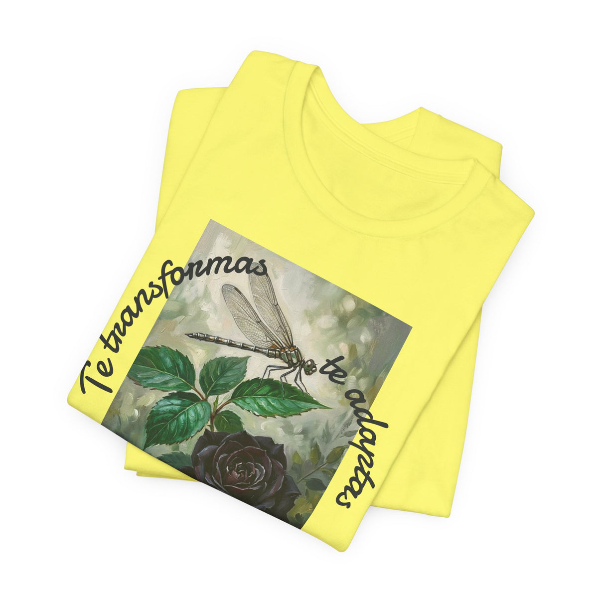 T‑Shirt — Vintage Botanical Dragonfly with Spanish Quote (“Te transformarás, te despertarás y evolucionas”)