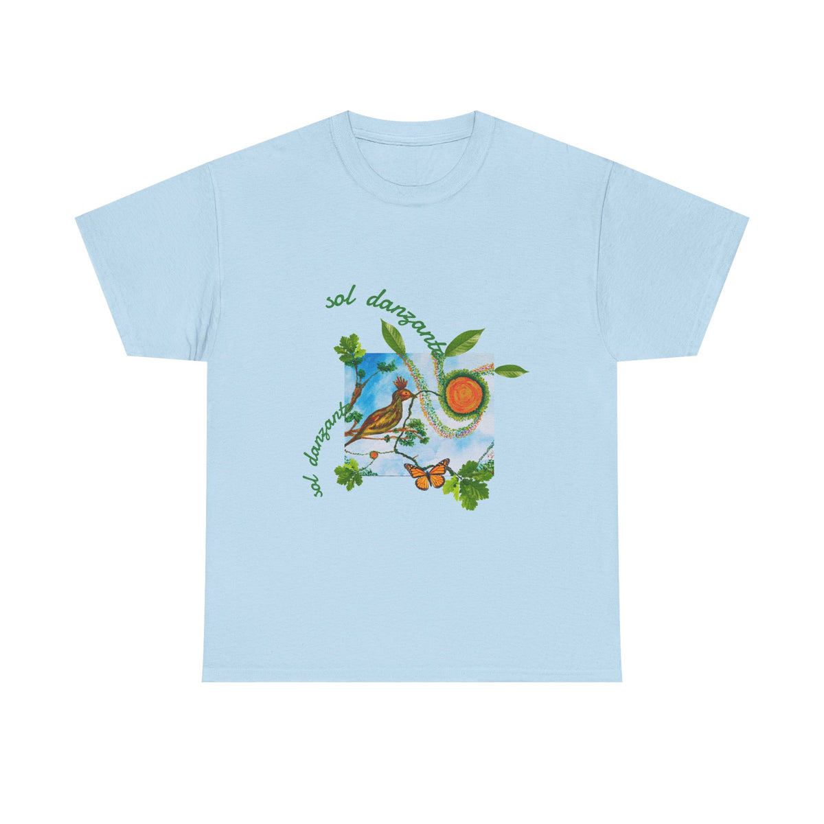 Nature Sunbird Tee — 'sol danzar' Floral Bird Graphic T‑Shirt