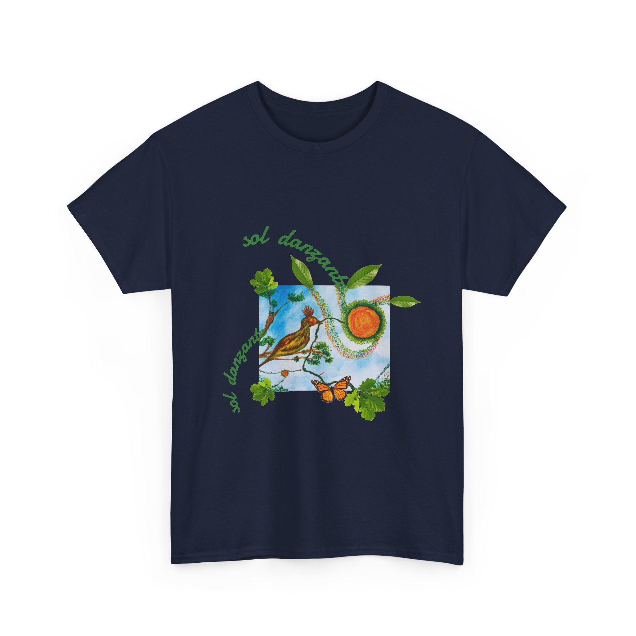 Nature Sunbird Tee — 'sol danzar' Floral Bird Graphic T‑Shirt